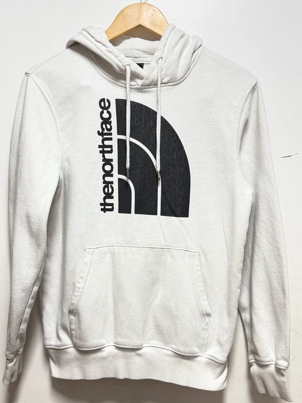 The North Face White Pullover Hoodie with Large Black Logo